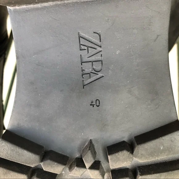 Zara Black Leather Combat Boots with Silver Studded Tongue - Picture 10 of 10